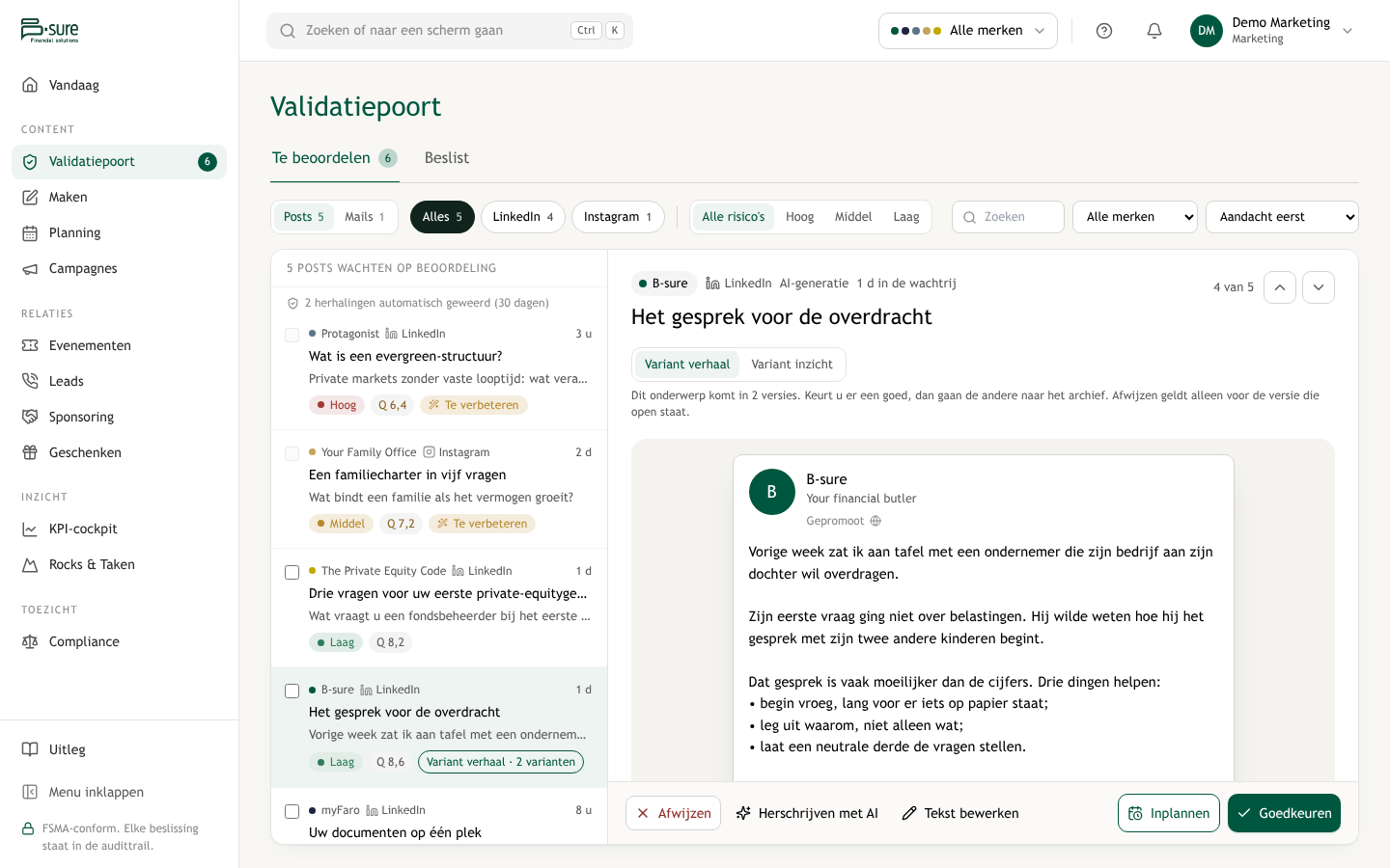 De wachtrij van de Validatiepoort. Oefengegevens.
